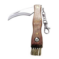 Нож грибника со щеточкой и компасом, L=13.5 см; дерево, металл/